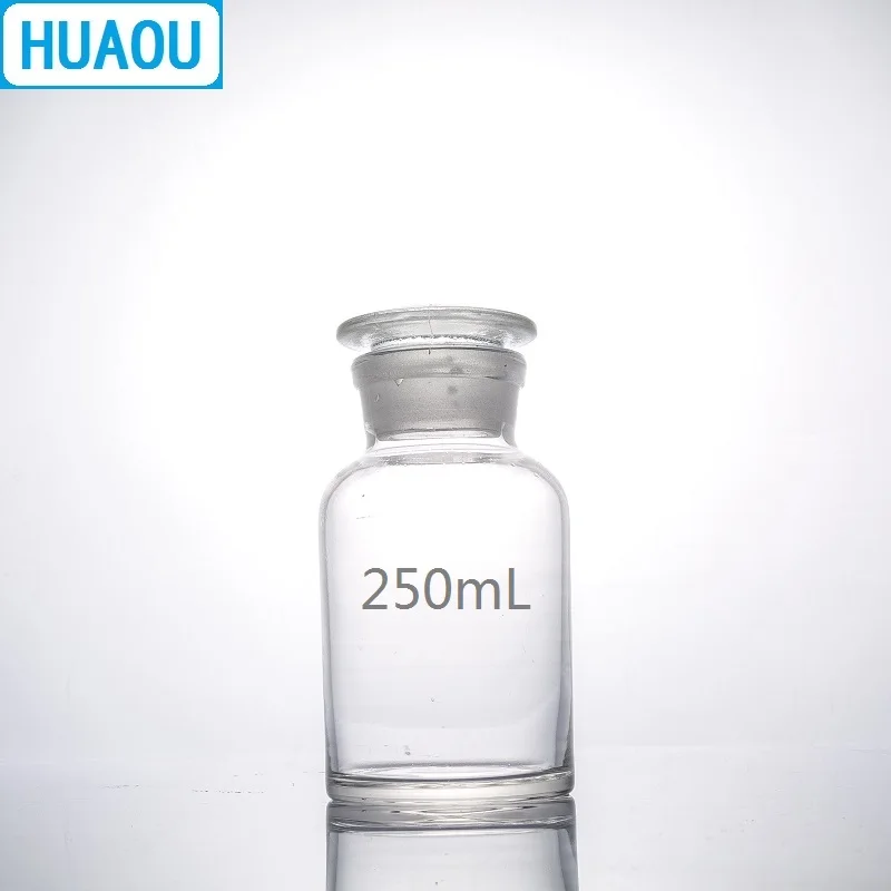 Флакон реагент HUAOU прозрачный с широким горлом и заземлением 250 мл|Лабораторная