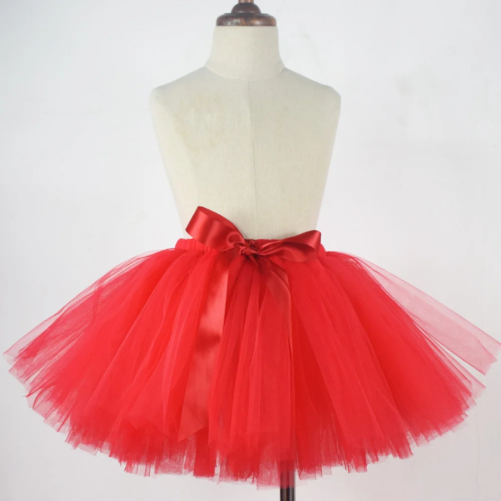 Красная пушистая юбка-пачка для девочек, подходит для новорожденных и молодых девушек, нейлоновая фатиновая классическая юбка-пачка, юбка для дня рождения для маленьких девочек, реквизит для фотосессии