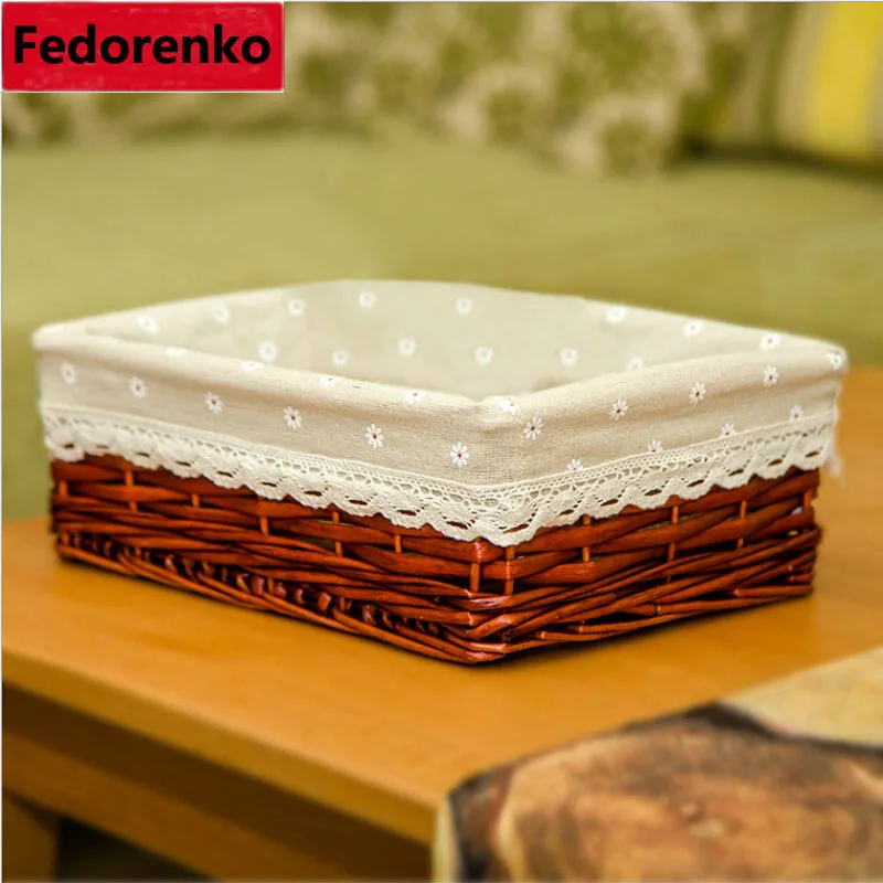 Decorative small wicker baskets kitchen desktop organizer wicker