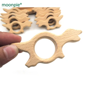 

10 pcs baby teether eco-friendly Montessori Inspired Organic nursing beech wooden dinosaur Pendant unfinished toy DIY EA275