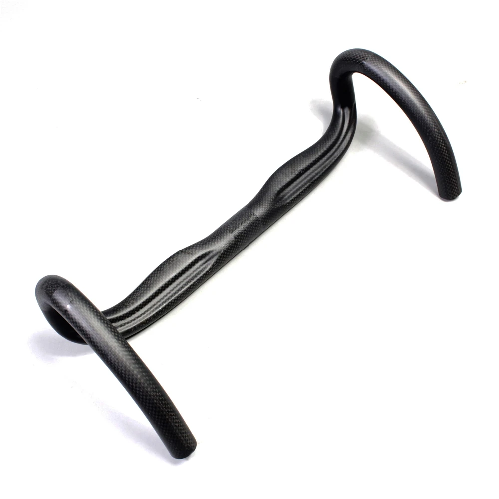NO LOGO Top Road Bicycle Handle Bar 3K Full Carbon Fiber Bike Handlebar Bent To 380mm Cycling Drop Bar (5)