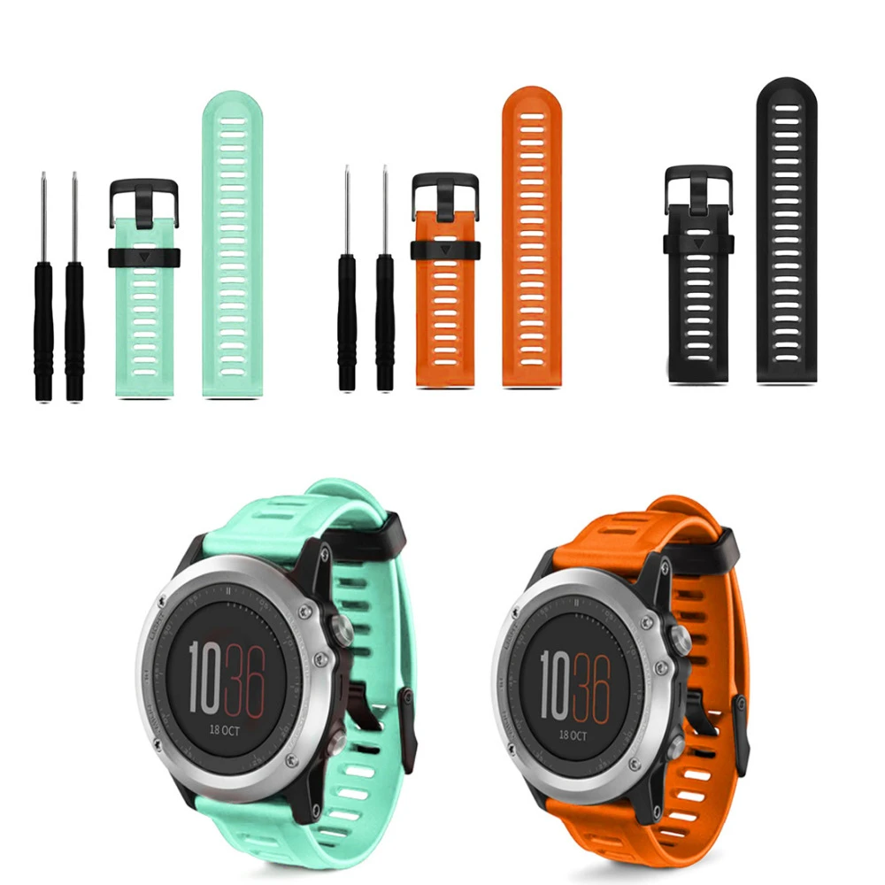 MAHA para Garmin Fenix 3 HR correa de silicona de correa de reloj de muñeca + Kits de herramientas naranja/Verde 2/negro|banding band|band hrwatch band fenix 3 - AliExpress