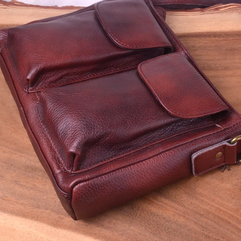 EUMOAN Cowskin shoulder bag, Guangzhou casual head leather slant bag, cross leather fashion men's bag