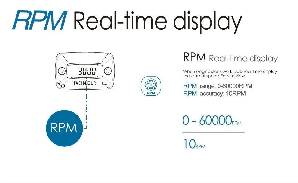 IP68 цифровой индукционный Тахометр tach RPM счетчик часов для газомоторной косилки ATV мотоцикл снегоход гидроцикл Мотокросс питбайк