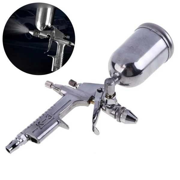 

New Pro Gravity Feed Mini Air Paint Spray Gun Sprayer Compressor Tool 0.5mm Nozzle Air Brush Airbrush Kit Alloy (Color: Silver)