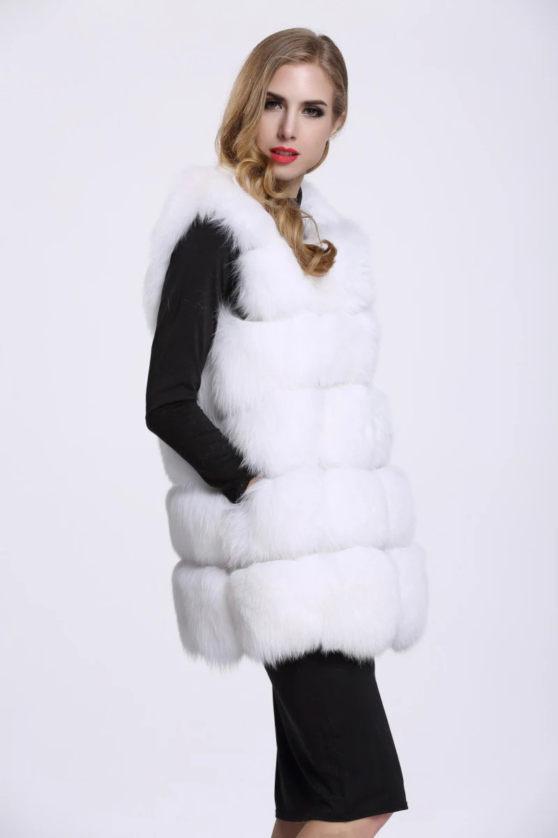 Autumn Winter Warm Fashion Women Import Coat Fur Vests High-Grade Faux Fur Coat Fox Fur Long Vest Women's Jacket