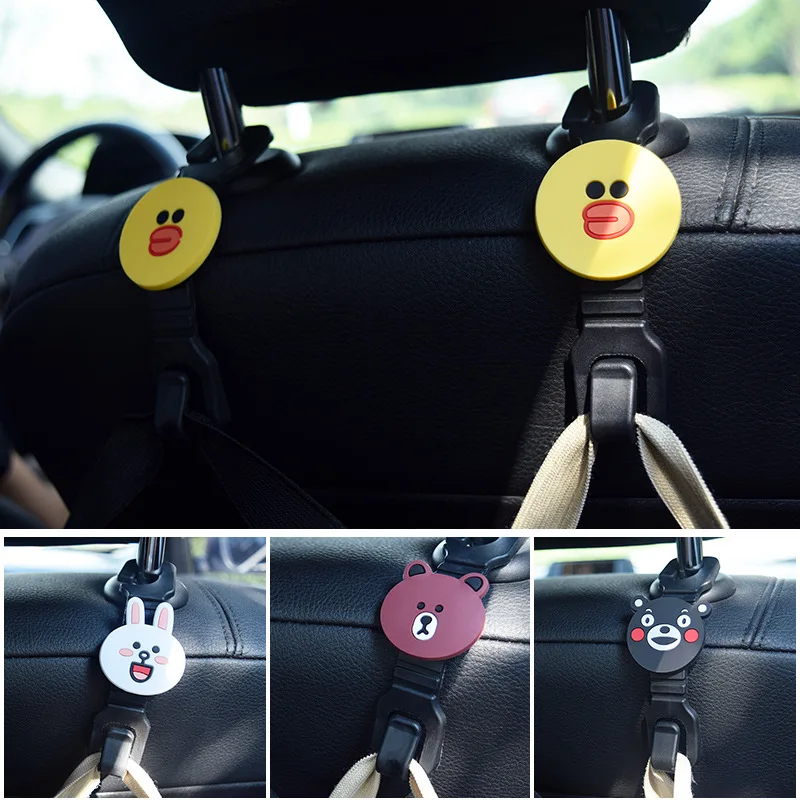 

WESHEU Auto Clips Car Seat Back Cartoon Hooks Hanger Cute Bear Headrest Mount Storage Rabbit Hook Clips Car Interior Accessories