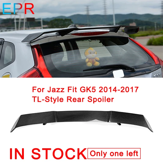 For Jazz Fit GK5 2014-2017 TL-Style Carbon Fiber Rear Spoiler For Honda Glossy Fiber Roof Wing For Jazz Fit GK5 2014-2017 TL-Style Carbon Fiber Rear Spoiler For Honda Glossy Fiber Roof Wing