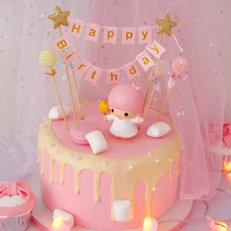 

sweet pearl ball happy birthday cake topper birthday cake decoration baby shower kids birthday party wedding favor supplies
