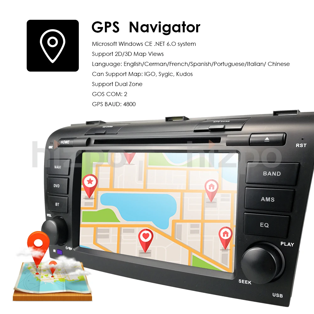 Cheap 7" 2 din AutoRadio Car DVD Stereo Player for MAZDA3 MAZDA 3 2004 2005 2006 2007 2008 2009Tape Recorder Bluetooth GPS Navi 3G RDS 7