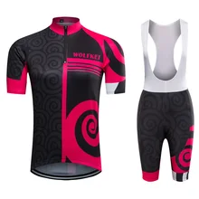 Марка wolfkei половина на молнии для женщин Велоспорт Джерси короткий рукав нагрудник наборы дышащий Ropa Ciclismo Одежда для горного велосипеда комплект