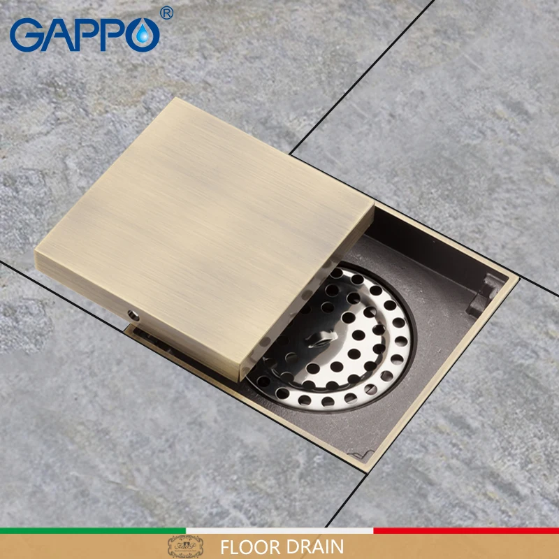 GAPPO Drains Antique Brass bathroom waste drains Squarefloor Cover anti