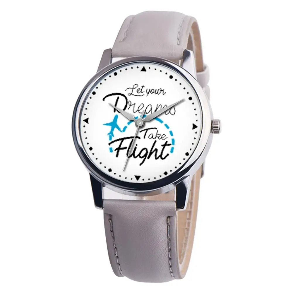 

Fashion Letters Design luxury brand Faux Leather Band Unisex Casual Round Quartz Wrist Watch Gift lady watch for woman