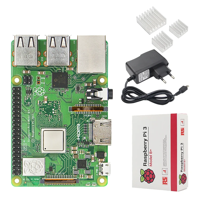 Original Raspberry Pi 3 Modelo B + Plus UK hecho Kit pulgadas pantalla táctil de 3,5 + carcasa + potencia + 32 GB SD + HDMI + disipador térmico + Cable USB - 4