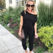 Однотонный Повседневный сексуальный комбинезон с открытыми плечами и коротким рукавом, Новое поступление, женские летние модные облегающие элегантные длинные Комбинезоны для женщин XL