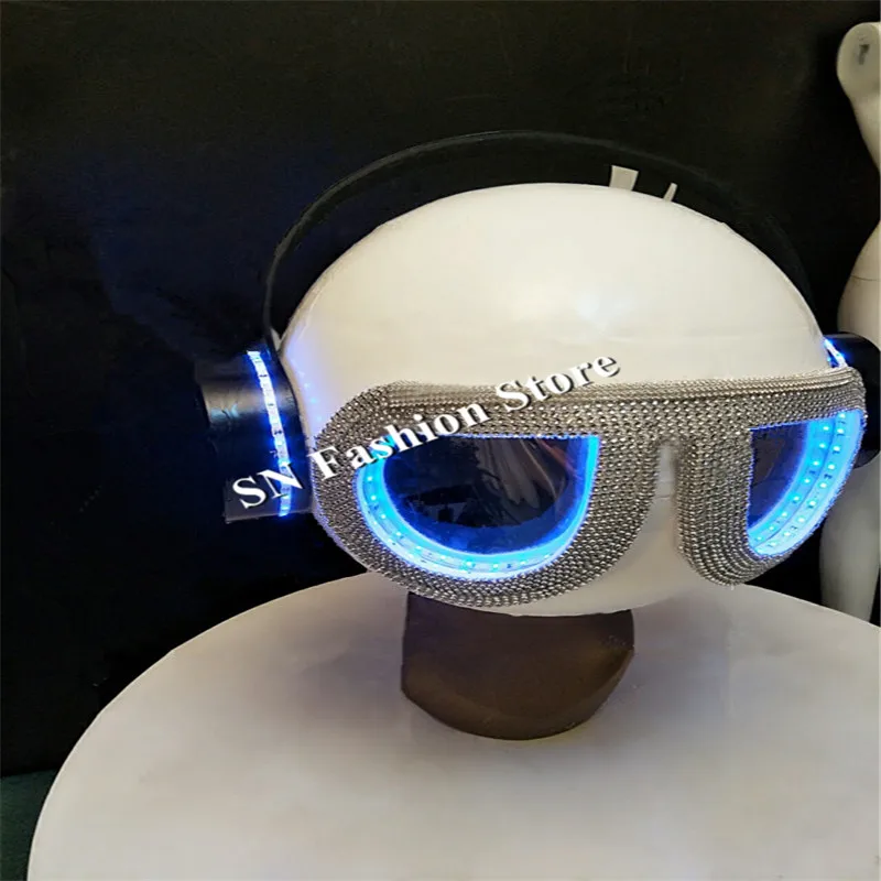 EC53 LED luminous light helmet ballroom dance dj headdress bar glasses dj hat wears stage led costumes performance clothe disco