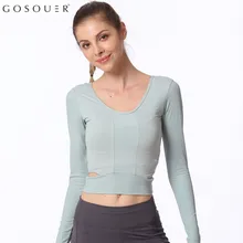 Gosouer Йога укороченная Футболка Топ для тренировок для женщин с коротким рукавом для тренировок женские s тренировочные Топы Одежда Camiseta Para быстросохнущая