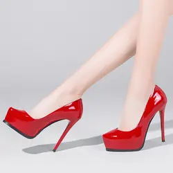 SARAIRIS/Новые пикантные Женские туфли из натуральной кожи вечерние свадебные Лакированная кожа на высоком каблуке обувь для невест женские