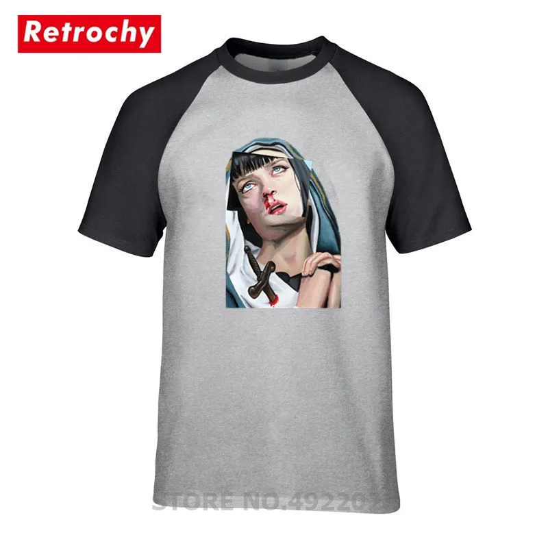 Новый фильм Миа Уоллес целлюлозная футболка Camisetas Мужская мода лето Квентин