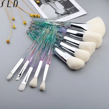 FLD 10Pcs Crystal Makeup Brushes Set Powder  5
