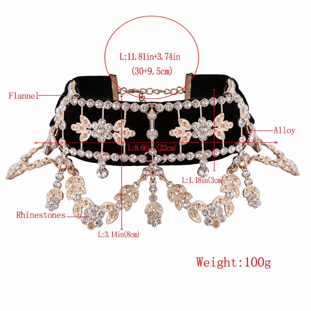 Crystal Rhinestone Velvet Statement Choker Necklace Jewelry in Necklaces