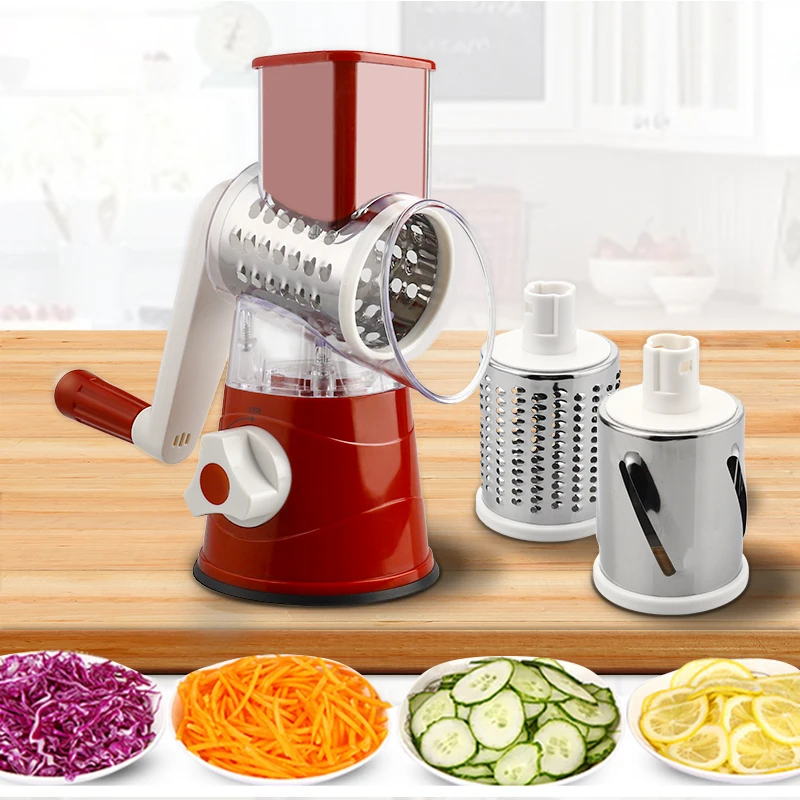 Manual Vegetable Cutter Mandolin Slicer Tabletop Drum Grater