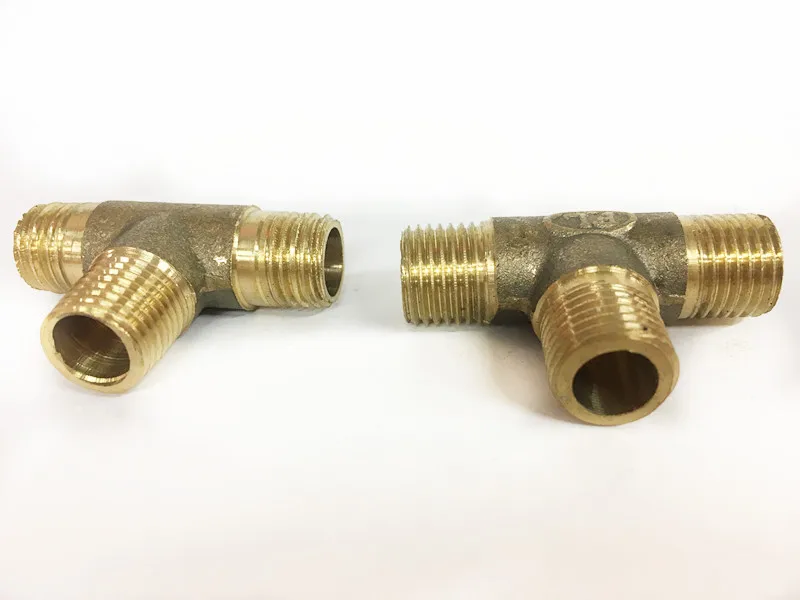 Water Air Gas FasParts Oil 3/8" NPT Male Tee Brass Fitting 3 Way Equal Fuel 