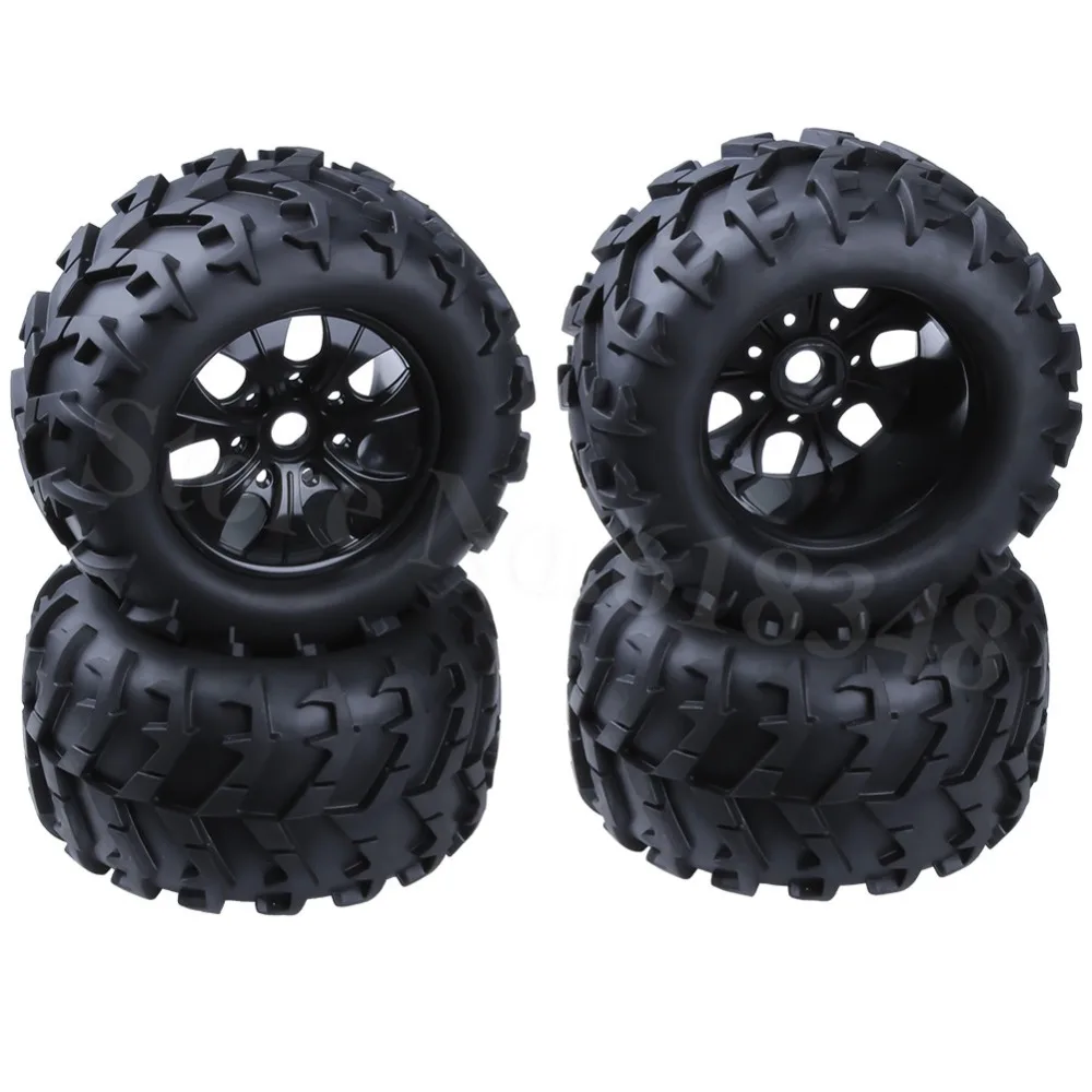 

4pcs 3.2" RC 1/8 Monster Truck Wheels & Tires Set Rubber Sponge Inserted For Off Road HSP HPI Traxxas Redcat Racing