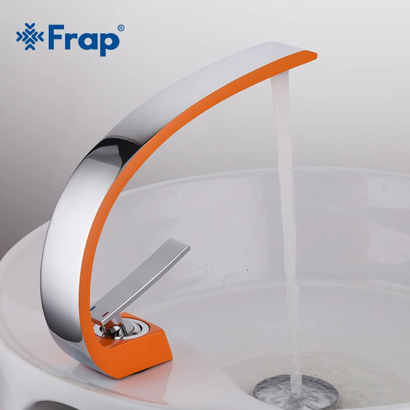 FRAP, новинка, современный домашний хромированный оранжевый латунный кран для ванной комнаты, смеситель для холодной и горячей воды, краны для ванны и раковины, смеситель y10007