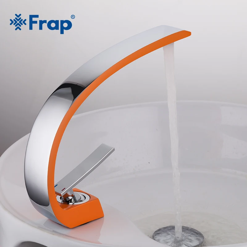 FRAP 2018 новый современный домашний хромированный оранжевый латунный Смеситель для раковины в ванной комнате