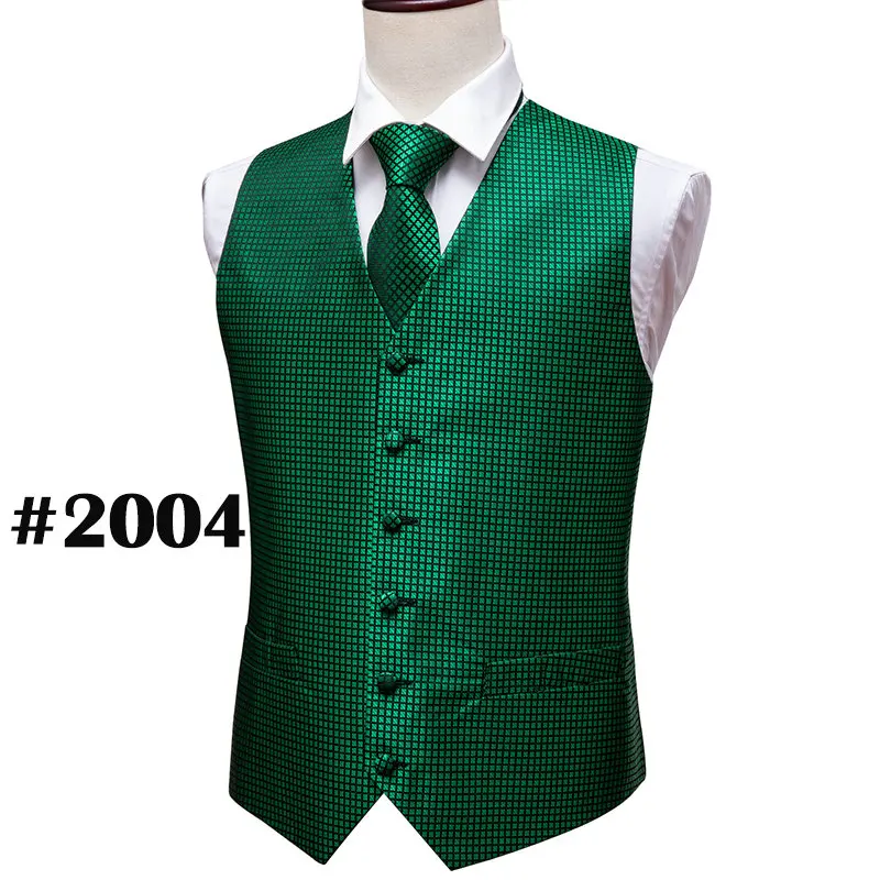 MJ-2004 Barry. Wang Дизайнерские мужские модные серебряные цветочные жаккардовые Тканые шелк жилет жилеты платок галстук жилет костюм запонки набор - Цвет: MJ-2004