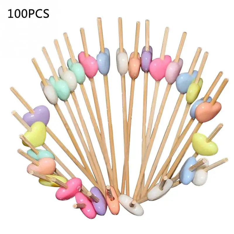 

100pcs/lot Bamboo Craft Food Skewers Fruit Toothpick Dessert Cocktail Birthday Decorative Party Supplies