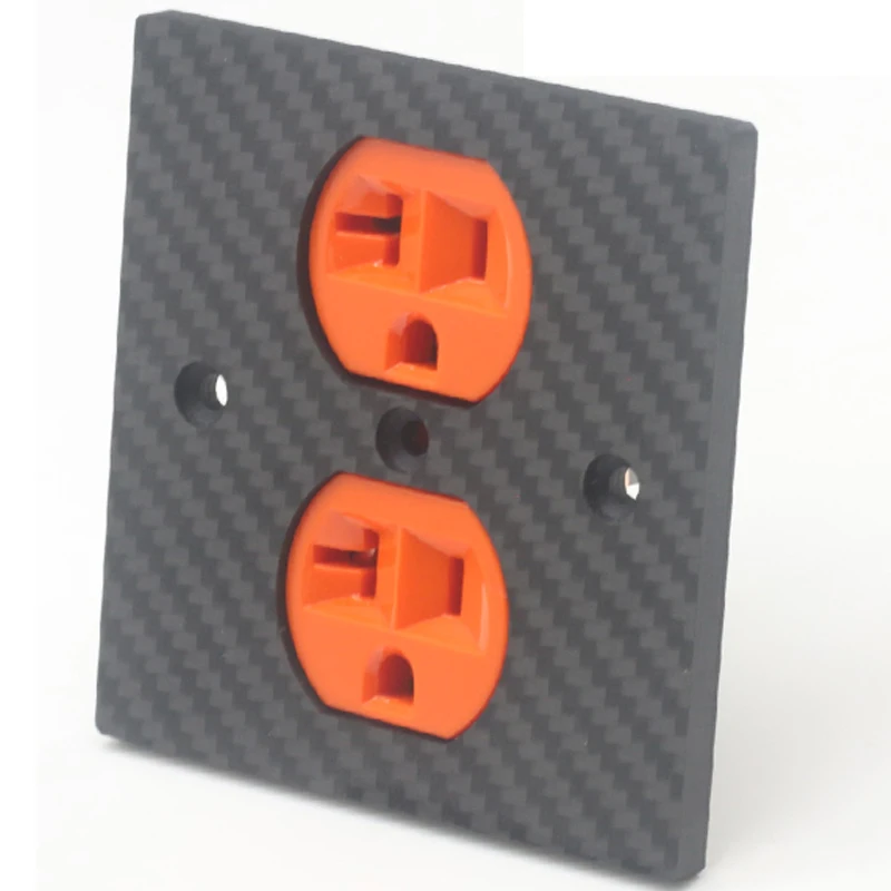 

1set HIFI 86*86 Carbon Fiber Power outlets cover wall plate Duplex Receptacle socket Audio US Dual Mains 20A AC Power Connector