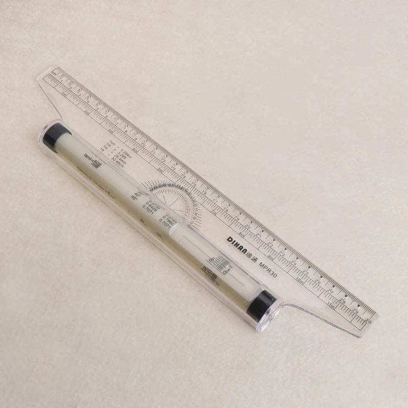 Rolling Parallel Ruler Foot Inch Metric Multi-Purpose Angle Rule Balancing Scale 