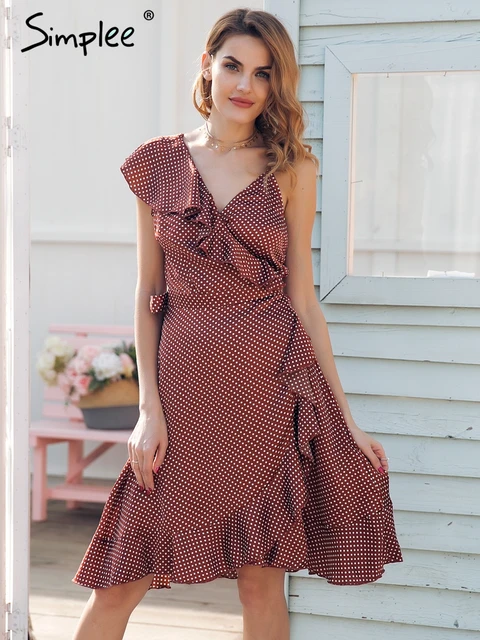 Simplee Strap ruffle satin summer dress women 2018 Spring casual