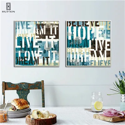 

Nordic Modern Fashion Creative Letters Hope Live Ads Effect Designed Simple Abstract Decorative Canvas Paintings For Home Decors