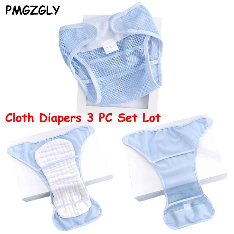

3Pc Cotton Reusable Nappies Adjustable Training Pants Waterproof Cloth Diaper Soft Covers Baby Cloth Diapers Nappy Changing
