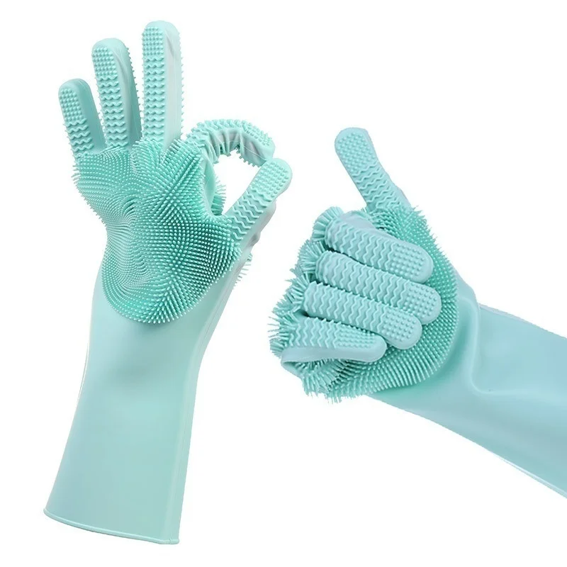 

New Update Kitchen Silicone Double-Side Cleaning Gloves Magic Silicone Dish Washing Gloves For Household Silicone Scrubber Dishw