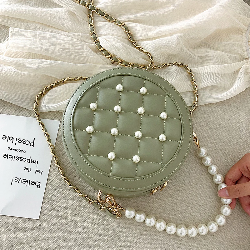 

12 Pearl Handbag Female 2019 New Single Shoulder Bags Quality Brand Handbags Pu Leather Tote Bags Cross Body Bags