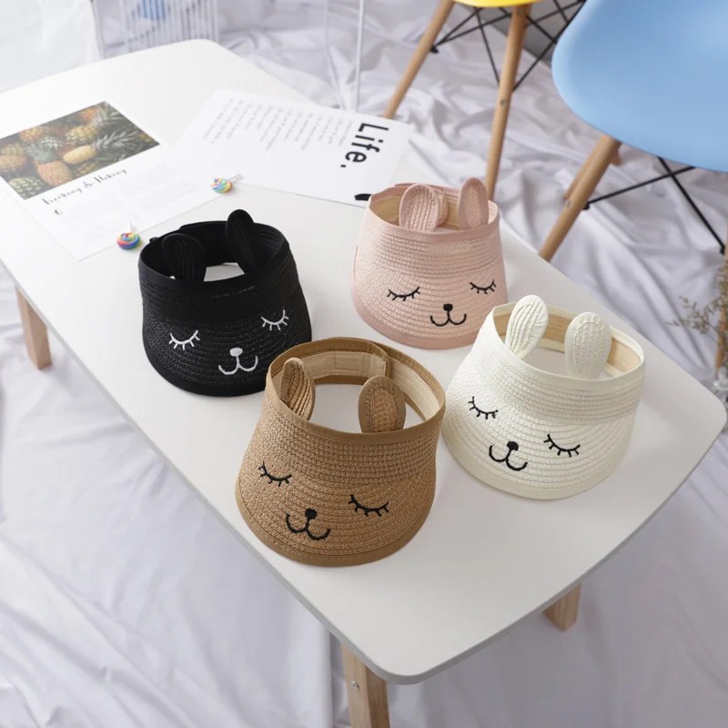 Baby Sun Hat Children Straw Hat Summer Hats For Baby Girl Boy Kids Sunshade Sun Visor Top Cartoon Floppy Sun Hat Beach Cap