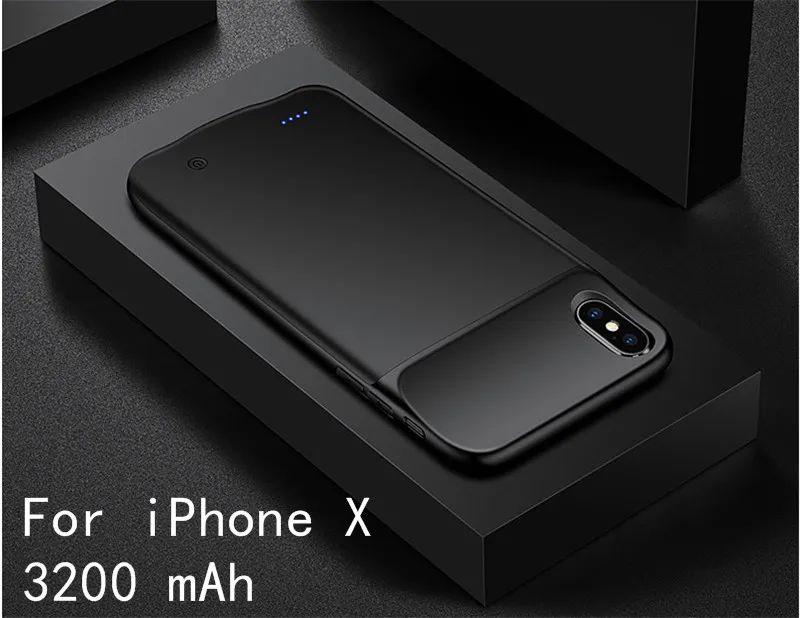 Тонкий Силиконовый противоударный чехол-батарея для iPhone XS Max power Bank, чехол-зарядное устройство для iPhone XR X Xs, задняя крышка для зарядки аккумулятора - Цвет: IX-Black