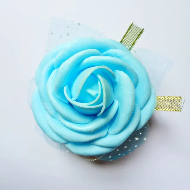 Подарок для подружки невесты, временные наклейки для невесты/Искусственные цветы на запястье, свадебные сувениры и подарки для гостей, индивидуальный подарок - Цвет: 1pc blue rose