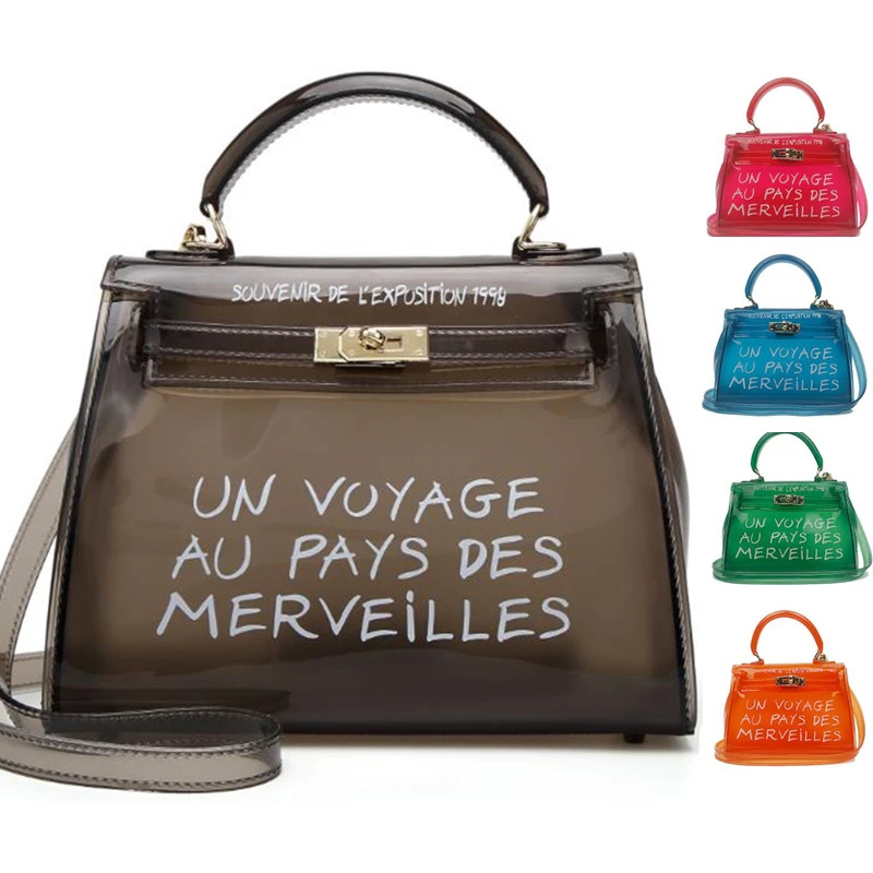 

Fashion Clear Transparent PVC Shoulder Bags Women Candy Color Women Jelly Bags Solid Color Handbags Crossbody Bag