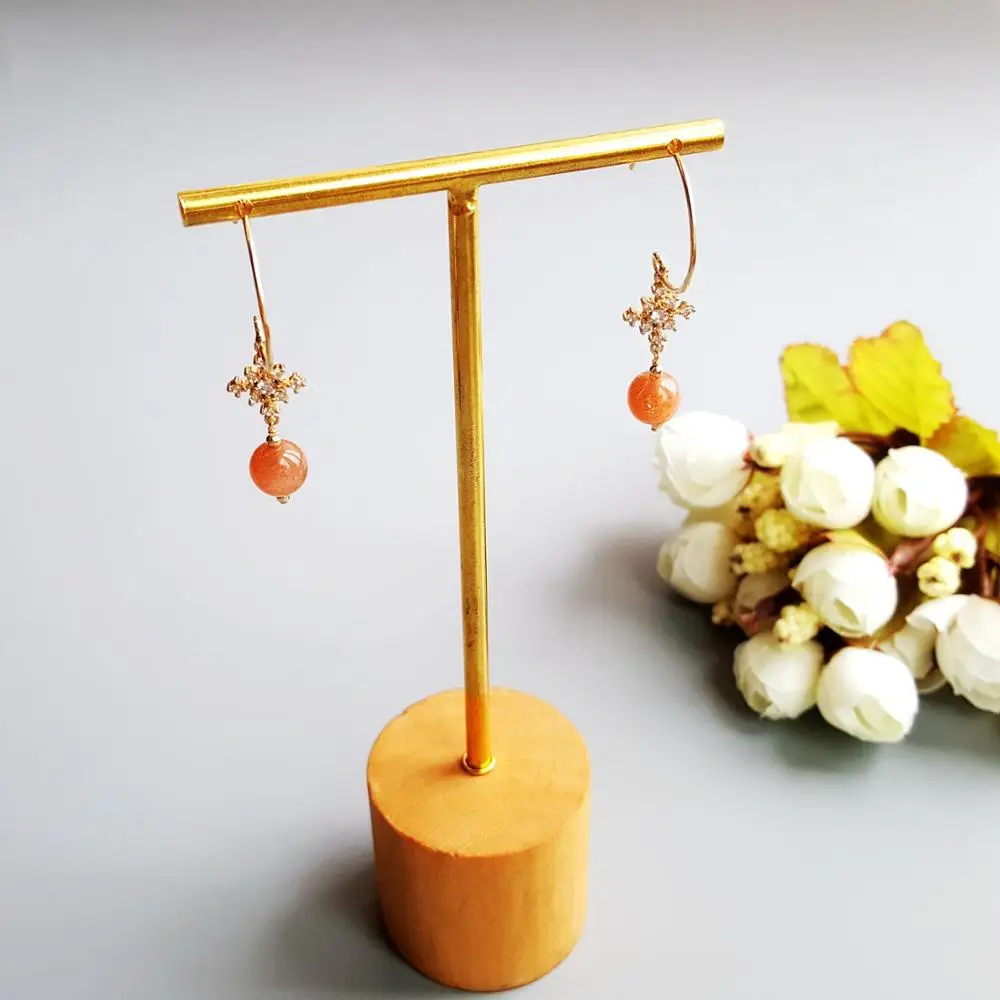

Lii Ji Genuine Sunstone Zircon Snowflake 925 Sterling Silver Earrings Hook Handmade Earrings Delicate Jewelry For Women Gift