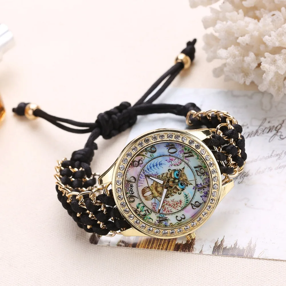 Hot Novelty Women Watch Owl Fashion Flexible Handmade Knitted Strap Wristwatch Ladies Sport Watches Bracelet Clock Relogio Reloj huismerk kopen in de aanbieding Hot Novelty Women Watch Owl Fashion Flexible Handmade Knitted Strap Wristwatch Ladies Sport Watches Bracelet Clock Relogio Reloj huismerk kopen in de aanbieding