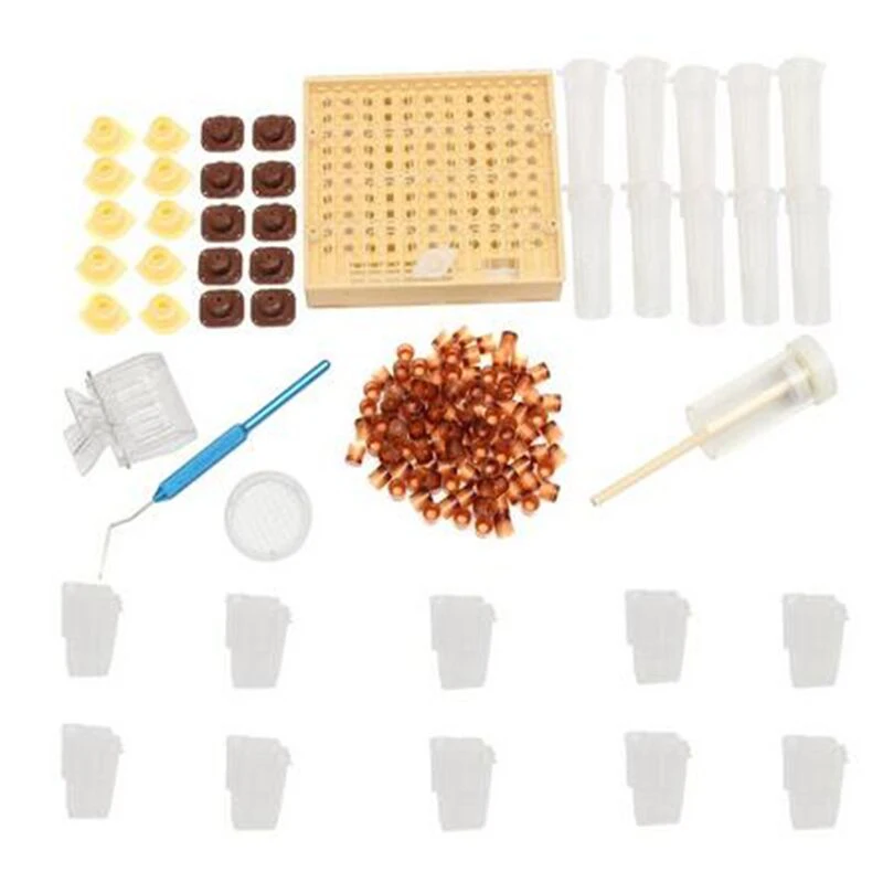 

Beekeeping Queen Rearing Cup kit Box + 110x Brown Cell Cups System Cupularve Tools +5PCS High quality plastic bee