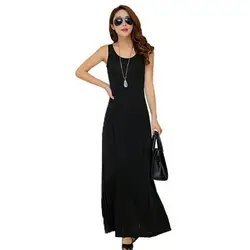 Летнее платье 2017 г. женские модные повседневные длинное платье Большие размеры черные платья Boho ВС платье партии женские элегантные lu80