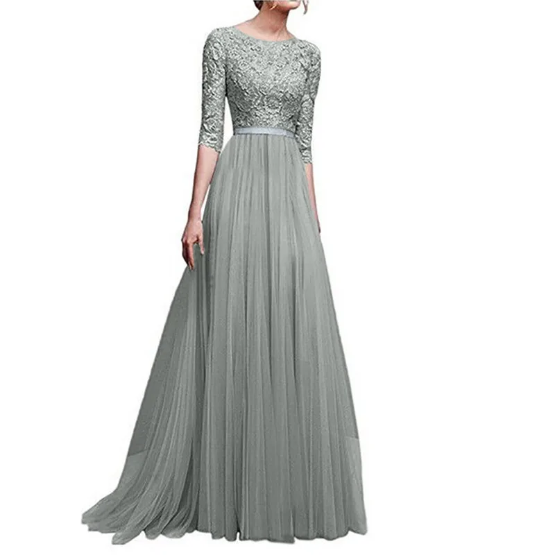 

Women Fashion Summer Dresses Polyester Lace CasualLong Evening Party Long Dress Women's Clothing z0128
