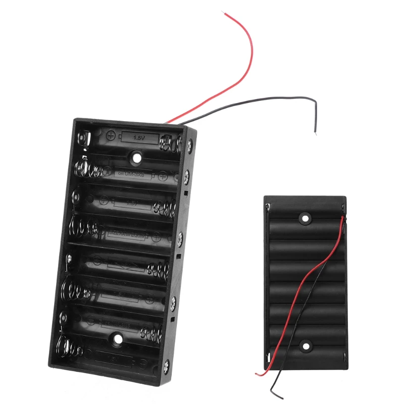 

2pcs DIY ABS Storage Case With Wire No Cover Switch For 8x 1.5V AA Battery Box Holder