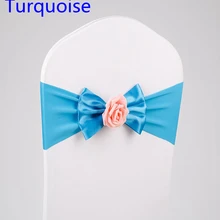 Бирюзовый Цвет лайкра стул створки бабочка галстук-бабочка с вырос мяч для свадьбы стулья украшения спандекс Группа стрейч галстук-бабочка